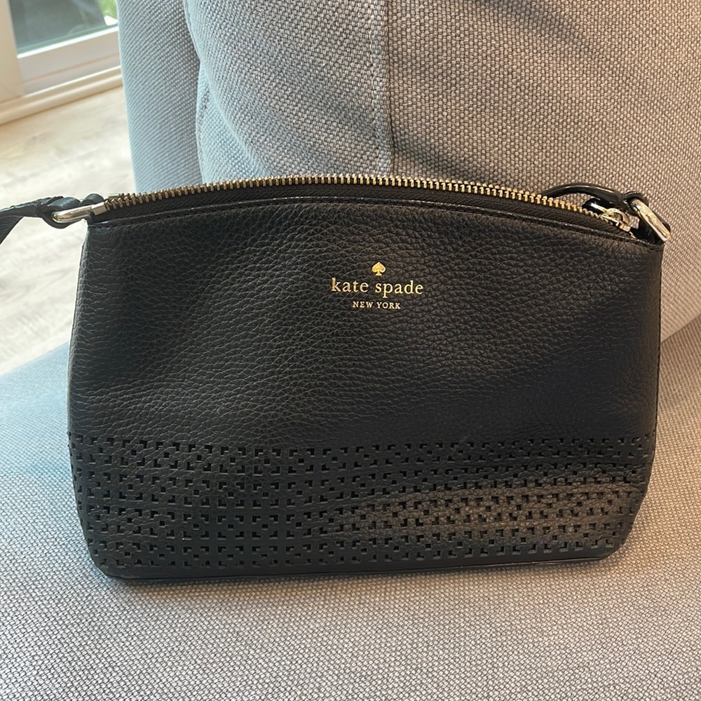kate spade Black Perforated Leather Crossbody Bag